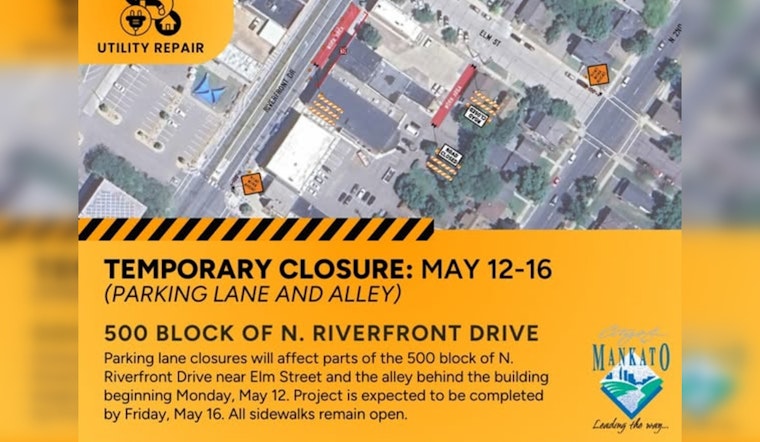 Mankato Gas Line Repair Prompts Route Adjustments on N. Riverfront Drive