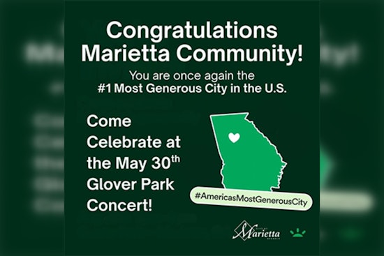 Marietta Named Most Generous City in America for Third Time, Plans Celebration at Glover Park Concert Series