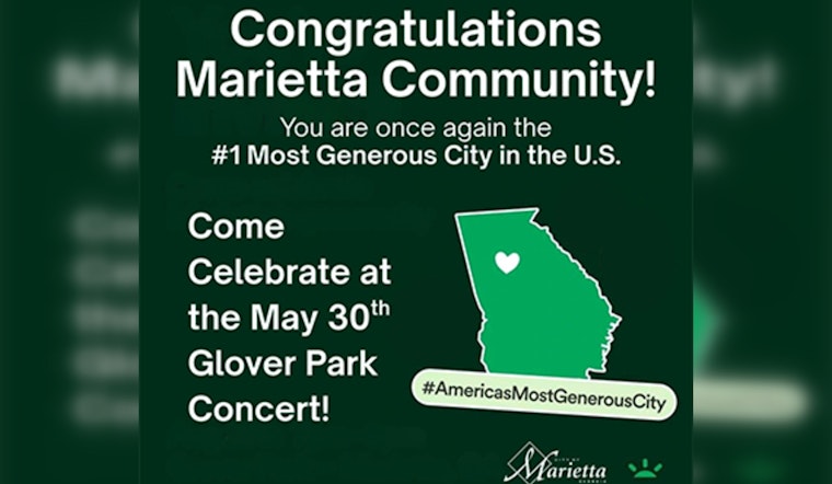 Marietta Named Most Generous City in America for Third Time, Plans Celebration at Glover Park Concert Series
