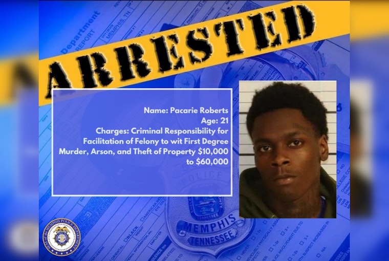 Memphis Police Arrest Suspect Pacarie Roberts, Charged with Facilitation of First-Degree Murder and Arson