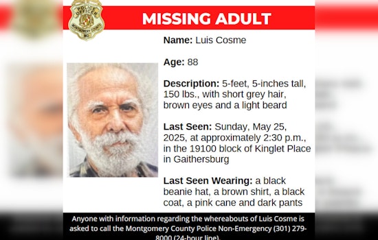 Montgomery County Police Seek Community's Help in Search for Missing Elderly Man, Luis Cosme