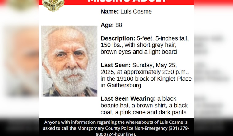 Montgomery County Police Seek Community's Help in Search for Missing Elderly Man, Luis Cosme