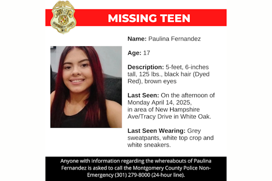 Montgomery County Police Seek Public's Assistance in Locating Missing Teenager Paulina Fernandez