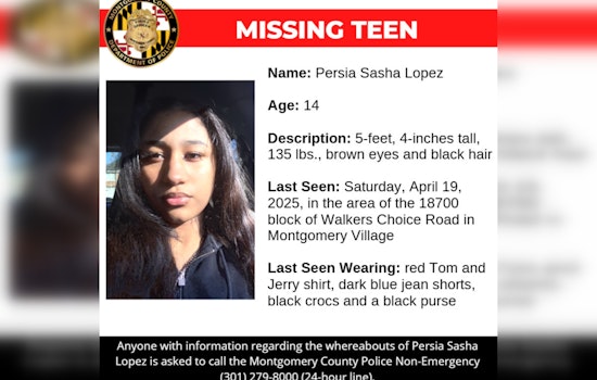 Montgomery County Police Seek Public's Help in Locating Missing Teen Persia Sasha Lopez