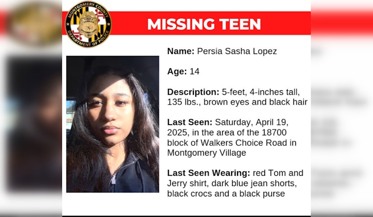 Montgomery County Police Seek Public's Help in Locating Missing Teen Persia Sasha Lopez