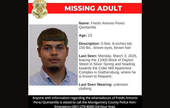 Montgomery County Police Seek Public's Help in Search for Missing Silver Spring Man, Fredis Antonio Perez Quintanilla