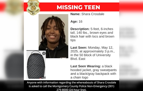 Montgomery County Police Seek Public's Help in Search for Missing Teen, Shara Crosdale