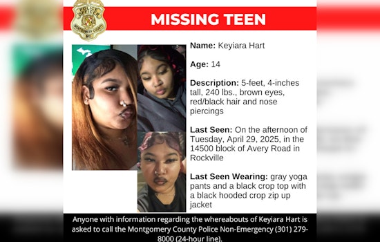 Montgomery County Police Seek Public's Help to Find Missing Teenager Keyiara Hart
