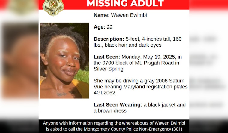 Montgomery County Police Seek Public's Help to Locate Missing 22-Year-Old Resident of Silver Spring