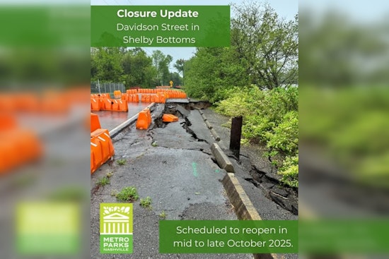Nashville's Shelby Park East Entrance Closed Due to Sinkhole, Davidson Street Reroutes Enforced Until October 2025