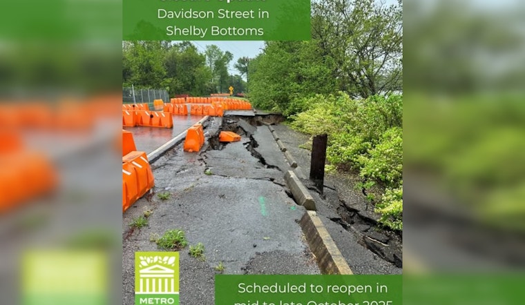 Nashville's Shelby Park East Entrance Closed Due to Sinkhole, Davidson Street Reroutes Enforced Until October 2025