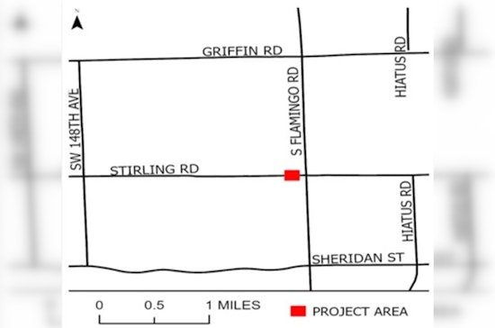 Overnight Construction to Close Stirling Road Near South Flamingo Road in Cooper City