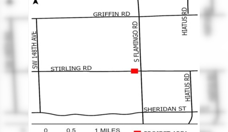 Overnight Construction to Close Stirling Road Near South Flamingo Road in Cooper City