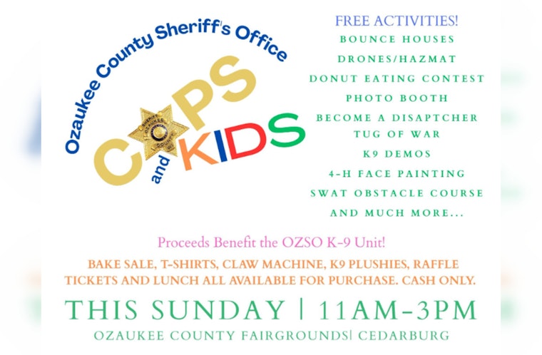 Ozaukee County Sheriff's Office to Host Engaging 'Cops & Kids' Event at County Fair Grounds