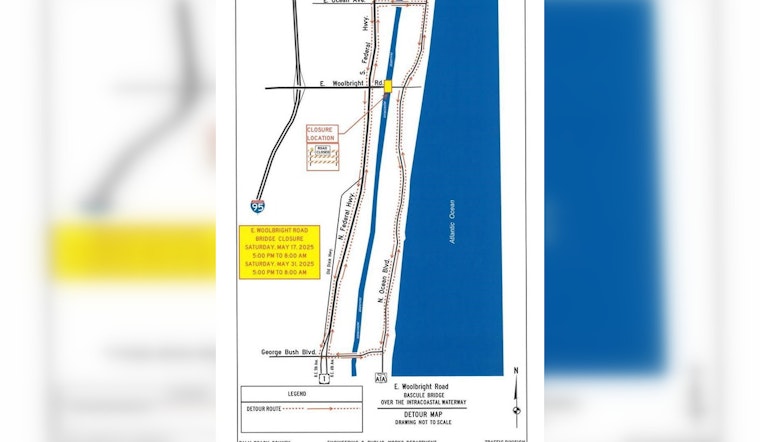 Palm Beach County Announces Overnight Closures of E. Woolbright Road Bridge for Essential Maintenance