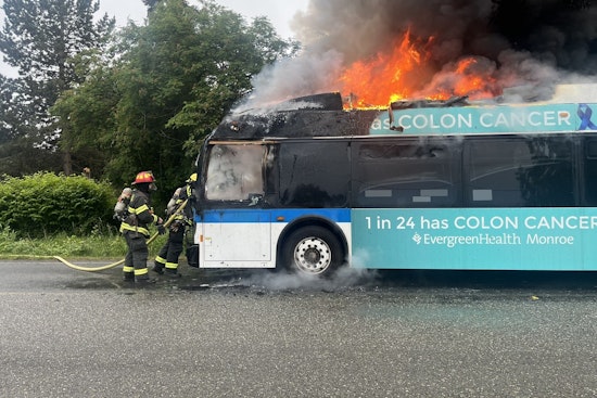 Passengers Evacuate as Community Transit Bus Ignites in Flames on Snohomish's Bickford Avenue