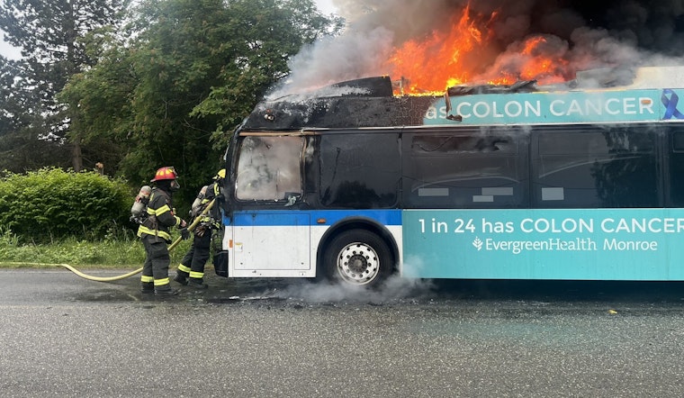 Passengers Evacuate as Community Transit Bus Ignites in Flames on Snohomish's Bickford Avenue