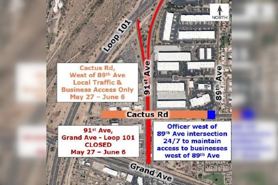 Peoria Announces Road Closures on 91st Avenue for Construction and Railroad Track Replacement