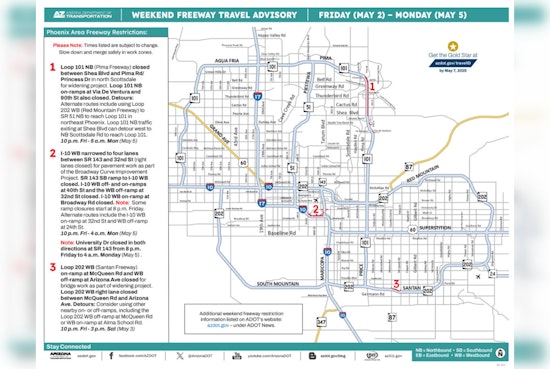 Phoenix Drivers Alert: Freeway Closures and Detours This Weekend Due to ADOT Improvement Projects