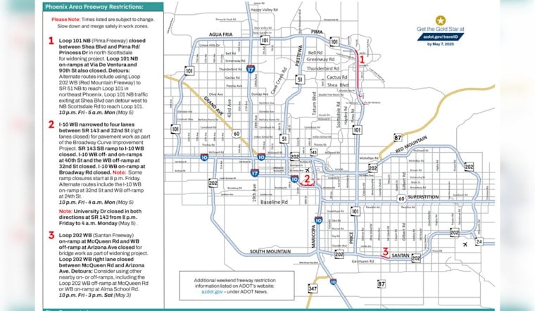 Phoenix Drivers Alert: Freeway Closures and Detours This Weekend Due