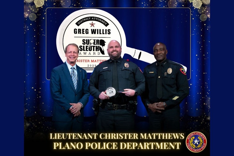 Plano Lieutenant Christer Matthews Honored with DA Greg Willis SuperSleuth Award for Excellence in Criminal Investigations