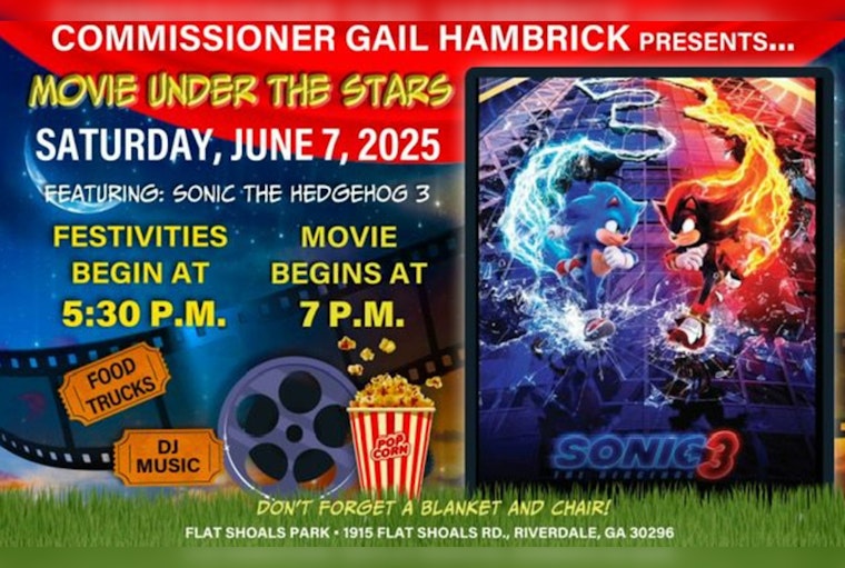 Riverdale, GA Families Invited to "Movie Under the Stars" Featuring "Sonic the Hedgehog 3" at Flat Shoals Park