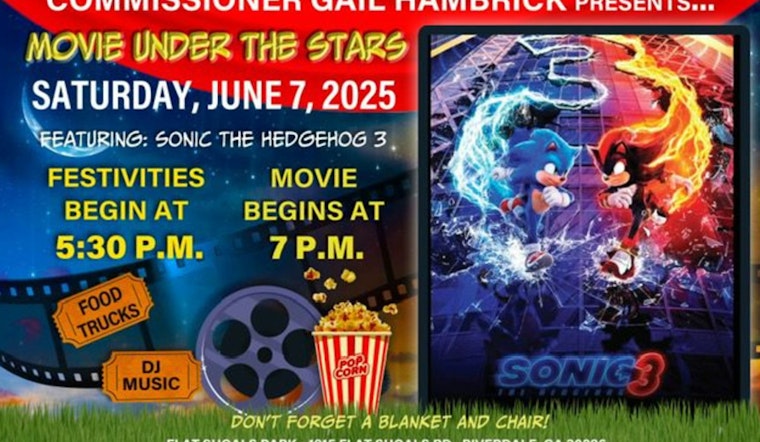 Riverdale, GA Families Invited to "Movie Under the Stars" Featuring "Sonic the Hedgehog 3" at Flat Shoals Park