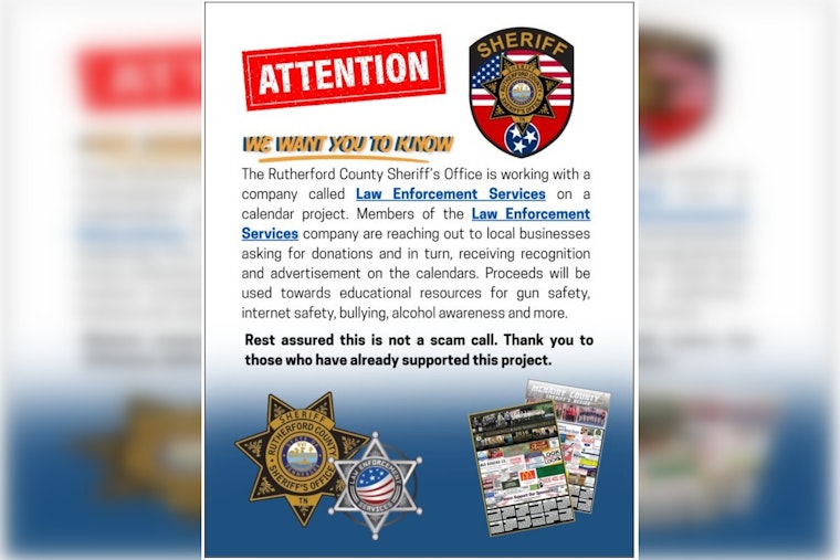 Rutherford County Sheriff's Office Teams Up with Businesses for Educational 2026 Calendar Project