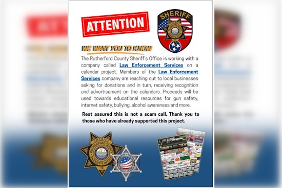 Rutherford County Sheriff's Office Teams Up with Businesses for Educational 2026 Calendar Project