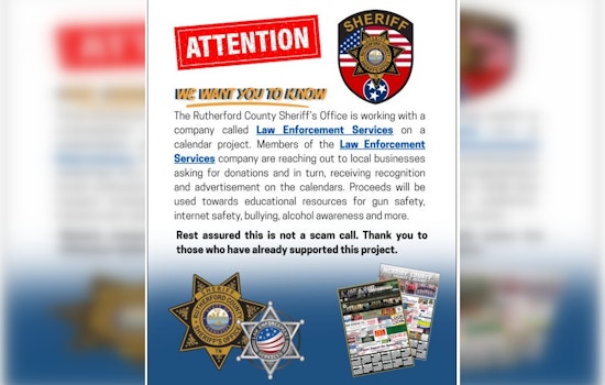 Rutherford County Sheriff's Office Teams Up with Businesses for Educational 2026 Calendar Project