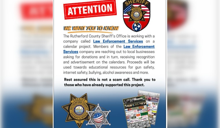 Rutherford County Sheriff's Office Teams Up with Businesses for Educational 2026 Calendar Project