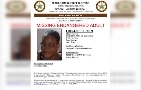 Search Intensifies for Missing 70-Year-Old Woman in Northwest Miami-Dade