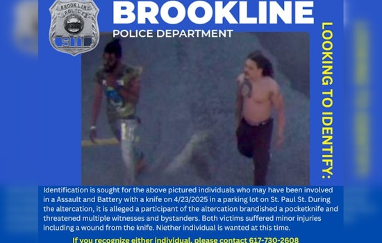Brookline Police Seek Public's Help to Identify Two Suspects in Knife Assault on Saint Paul Street
