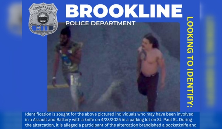 Brookline Police Seek Public's Help to Identify Two Suspects in Knife Assault on Saint Paul Street