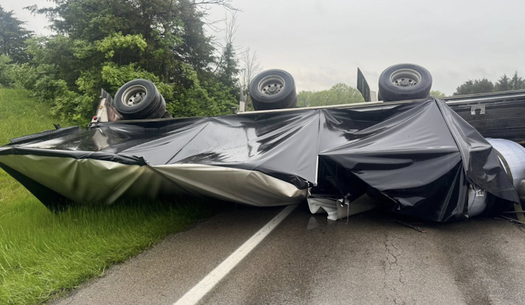 Semi-Truck Rollover Causes Major Delays on State Route 127 Near Frazee