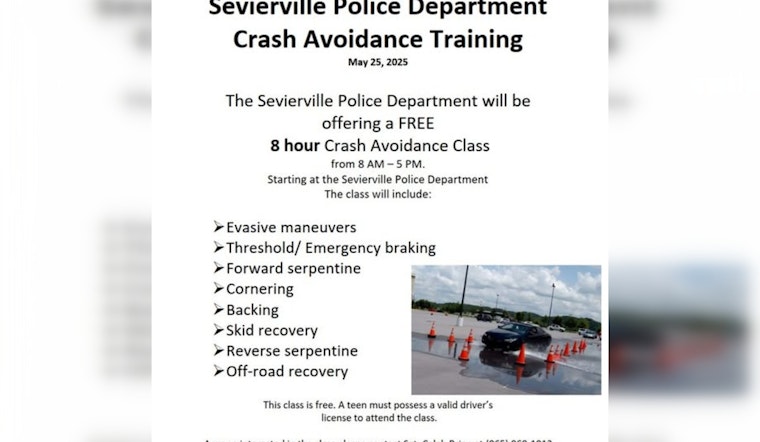 Sevierville Police Department Offers Free Collision Avoidance Training for Young Drivers