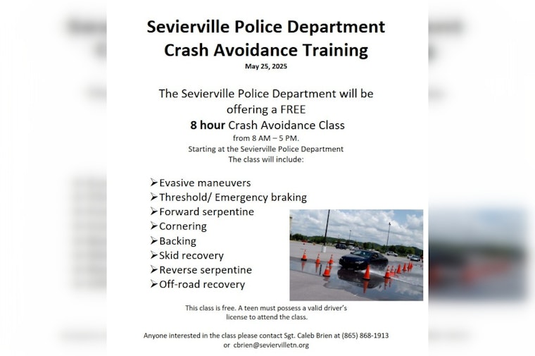 Sevierville Police Department to Offer Free Collision Avoidance Training for Young Drivers on May 25