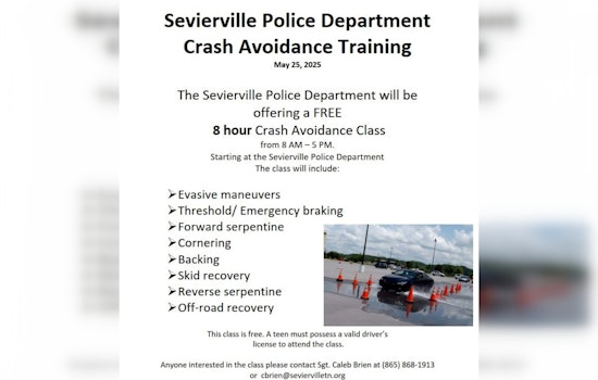 Sevierville Police Department to Offer Free Collision Avoidance Training for Young Drivers on May 25