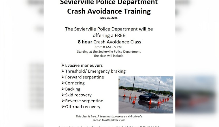 Sevierville Police Department to Offer Free Collision Avoidance Training for Young Drivers on May 25