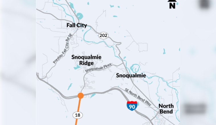 SR 18 to Shut Down for Five Full Days Near I-90 Bridges Starting May 15