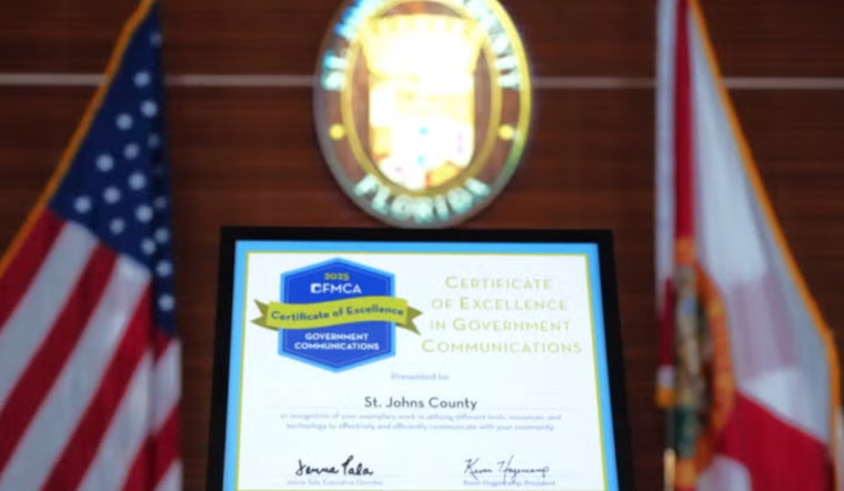 St. Johns County Lauded with Certificate of Excellence in Government Communication