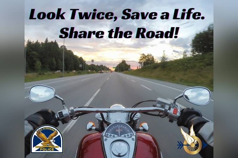 St. Petersburg Police Advocate for Motorcycle Safety with Look Twice, Save a Life Campaign After 27 Crashes This Year