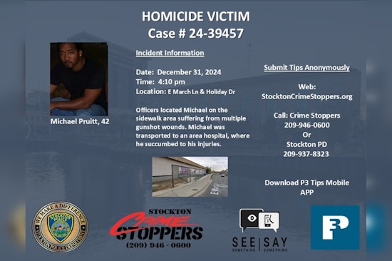 Stockton Police Seek Public's Help in New Year's Eve Homicide Investigation on E March Lane