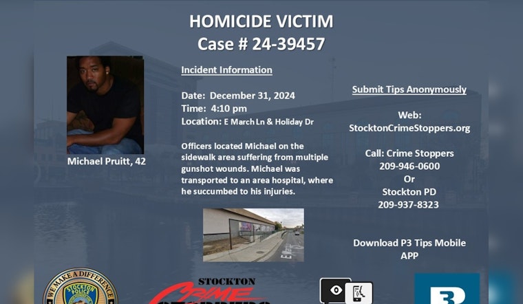 Stockton Police Seek Public's Help in New Year's Eve Homicide Investigation on E March Lane