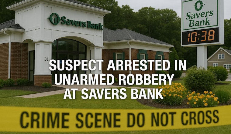 Sturbridge Man Charged in Unarmed Auburn Bank Robbery, Arrest Aided by Worcester-Auburn Police Collaboration