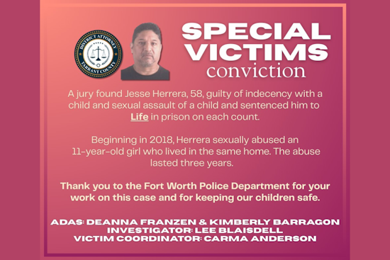 Tarrant County Man Sentenced to Life for Child Sexual Abuse