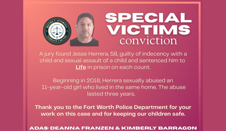 Tarrant County Man Sentenced to Life for Child Sexual Abuse