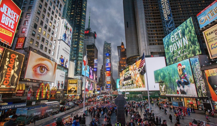 Times Square Welcomes Thought-Provoking 12-Foot Bronze Statue of Young Woman in "Grounded in the Stars" Series