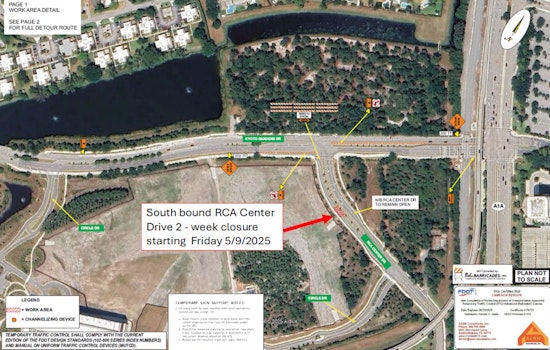 Upcoming Lane Closure on RCA Center Drive in Palm Beach Gardens for Utility Work, Commuters Advised to Plan Detours