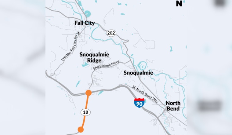 Upcoming SR 18 Closure Under I-90 Bridges in Bay Area for Interchange Construction May Affect Traffic
